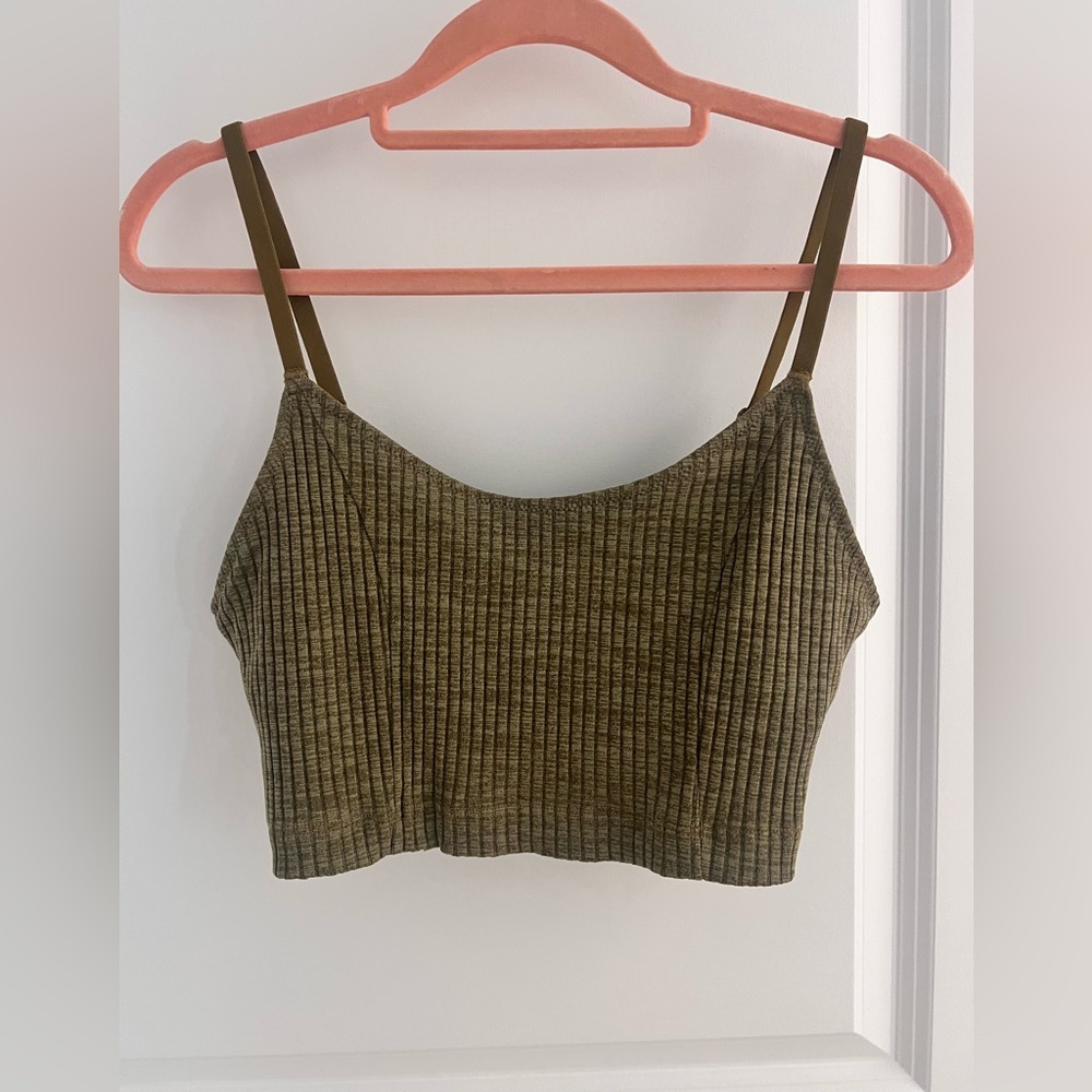 Aerie olive green  Ribbed Crop Top